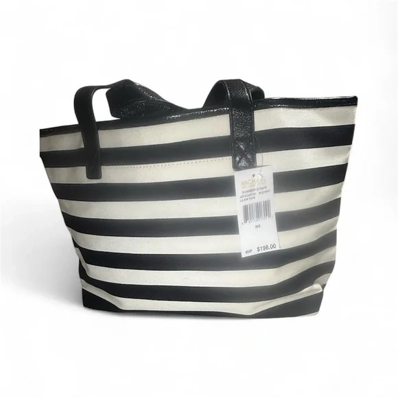 Michael Kors Striped Black and White Tote - Picture 3 of 5